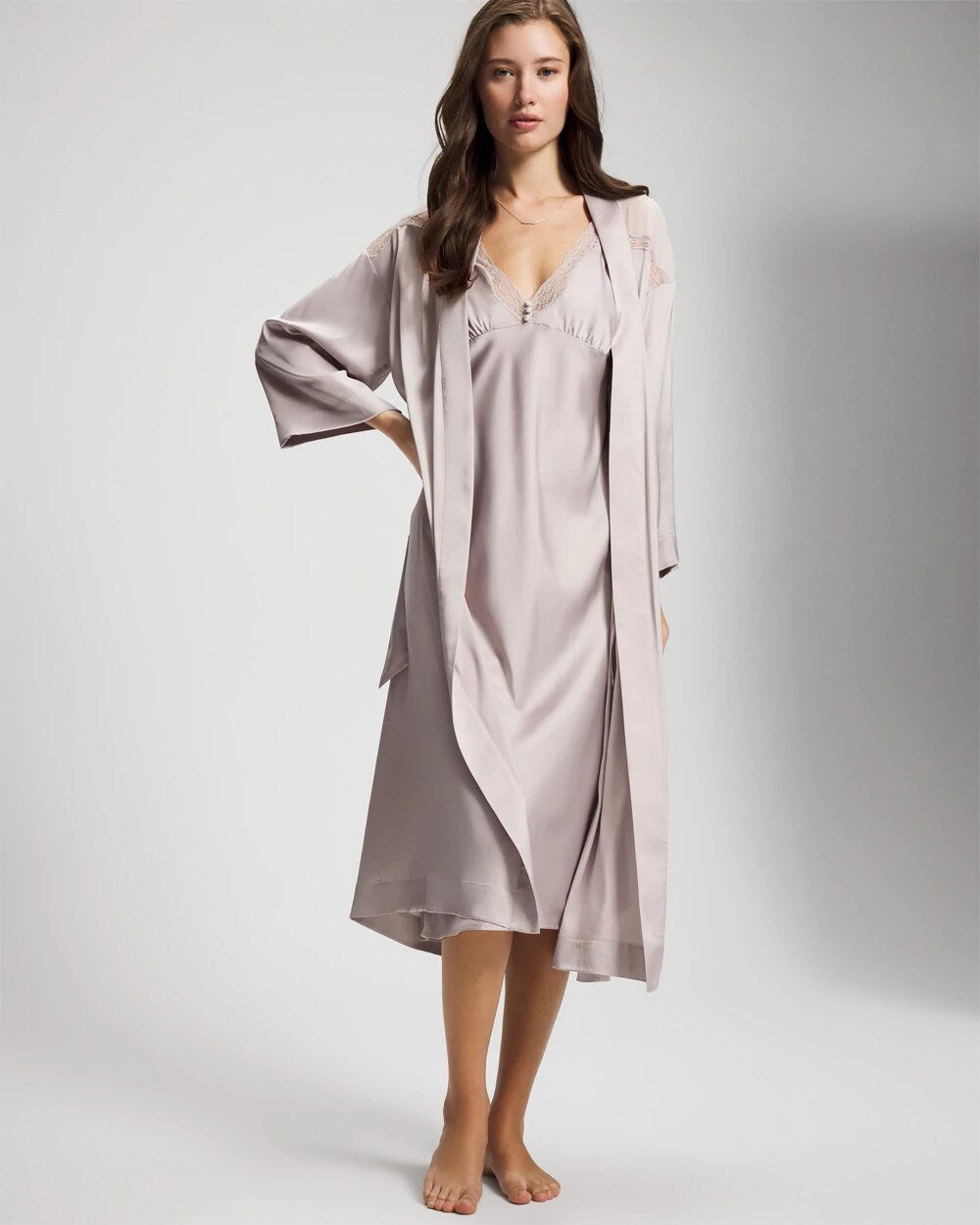 GRAY GLASS - Lace Long Robe