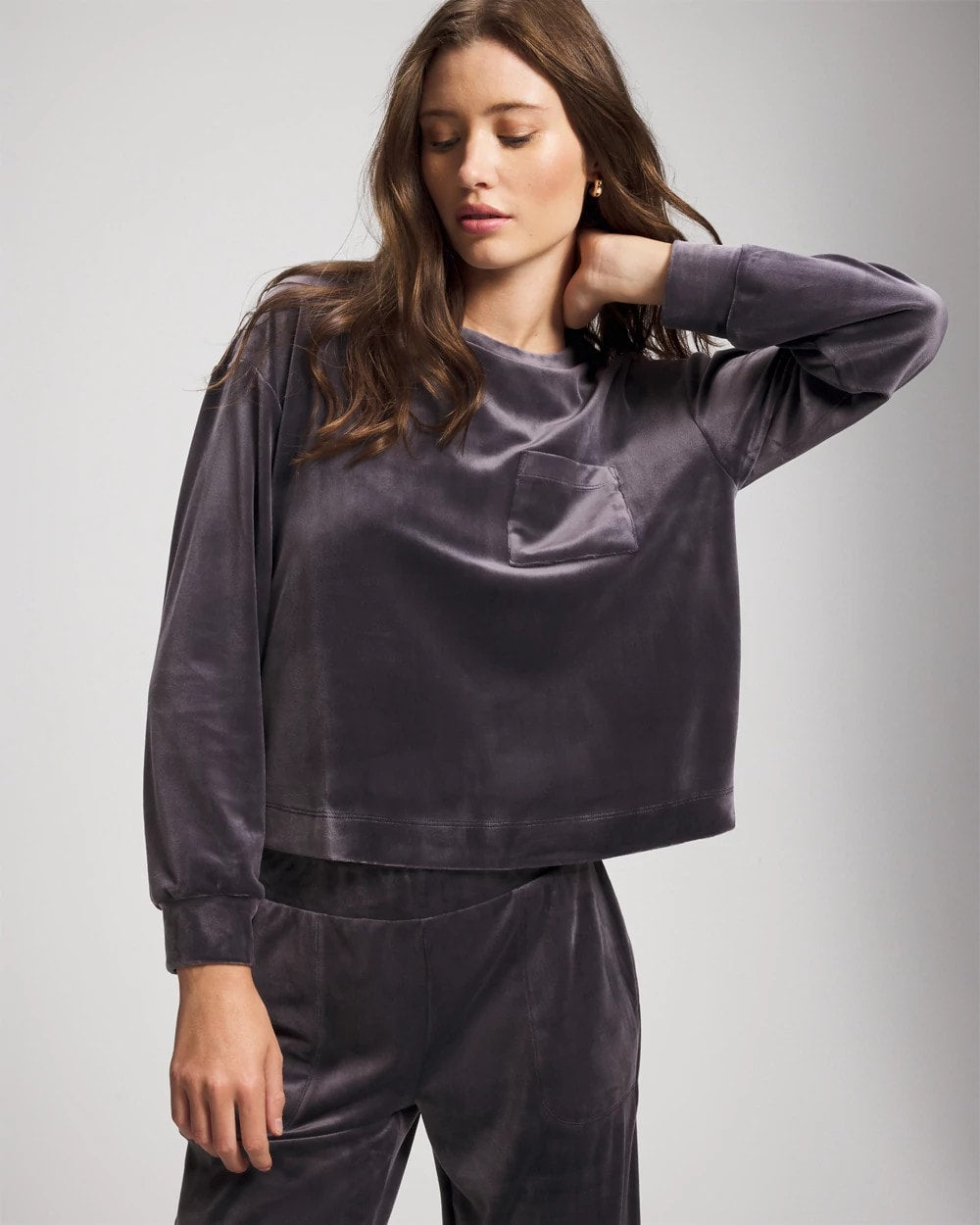 GRAY INK - Velour Crewneck Sweatshirt