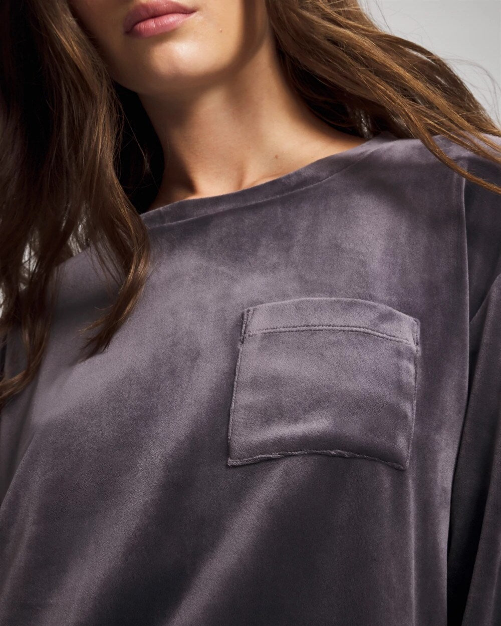 GRAY INK - Velour Crewneck Sweatshirt