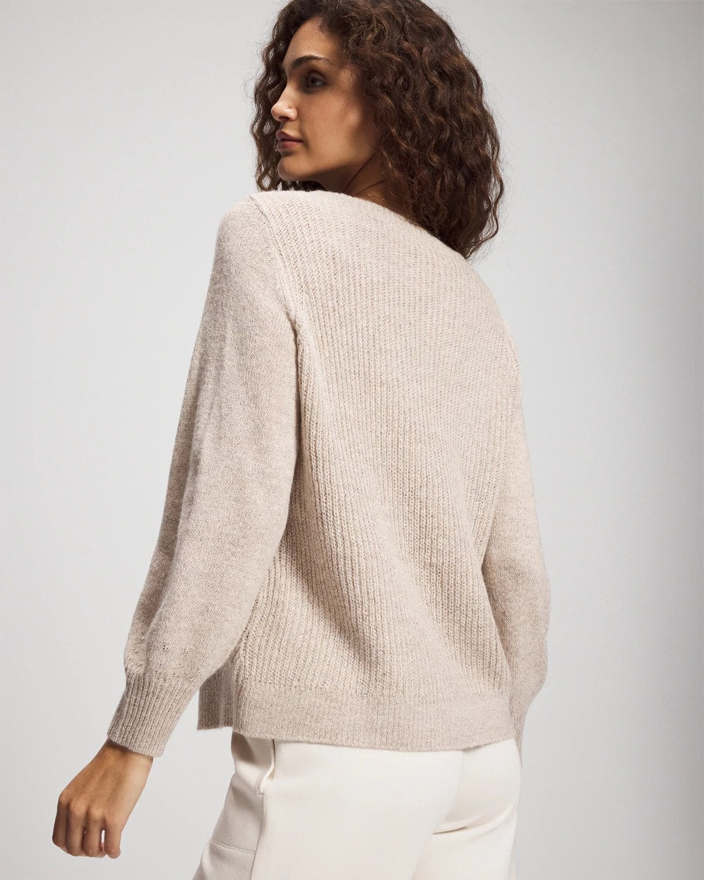 HEATHER SHELL - Shimmer Cable Knit Sweater