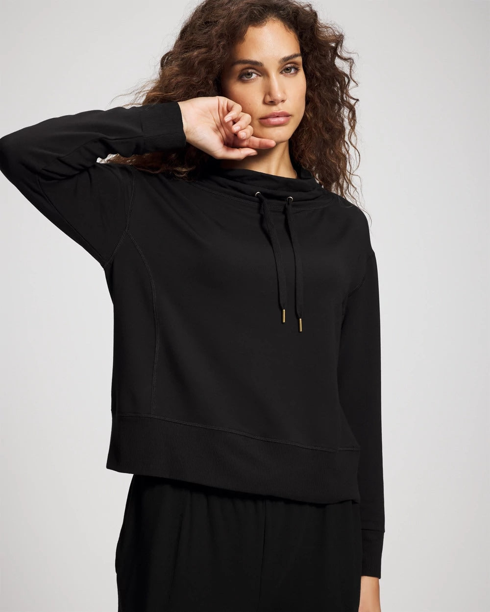 BLACK - Ultrasoft Fleece Relaxed Funnel Neck Sweatshirt