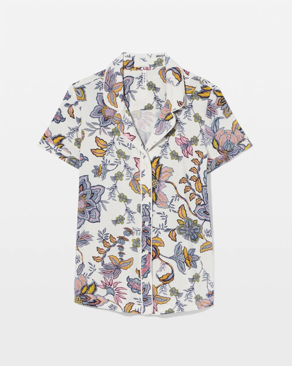 PAISLEY SPLENDOR CHAMP - Piped Short Sleeve Notch Collar Pajama Top