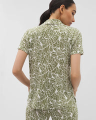 PALMTASTIC VETIVER/CHAMP - Piped Short Sleeve Notch Collar Pajama Top