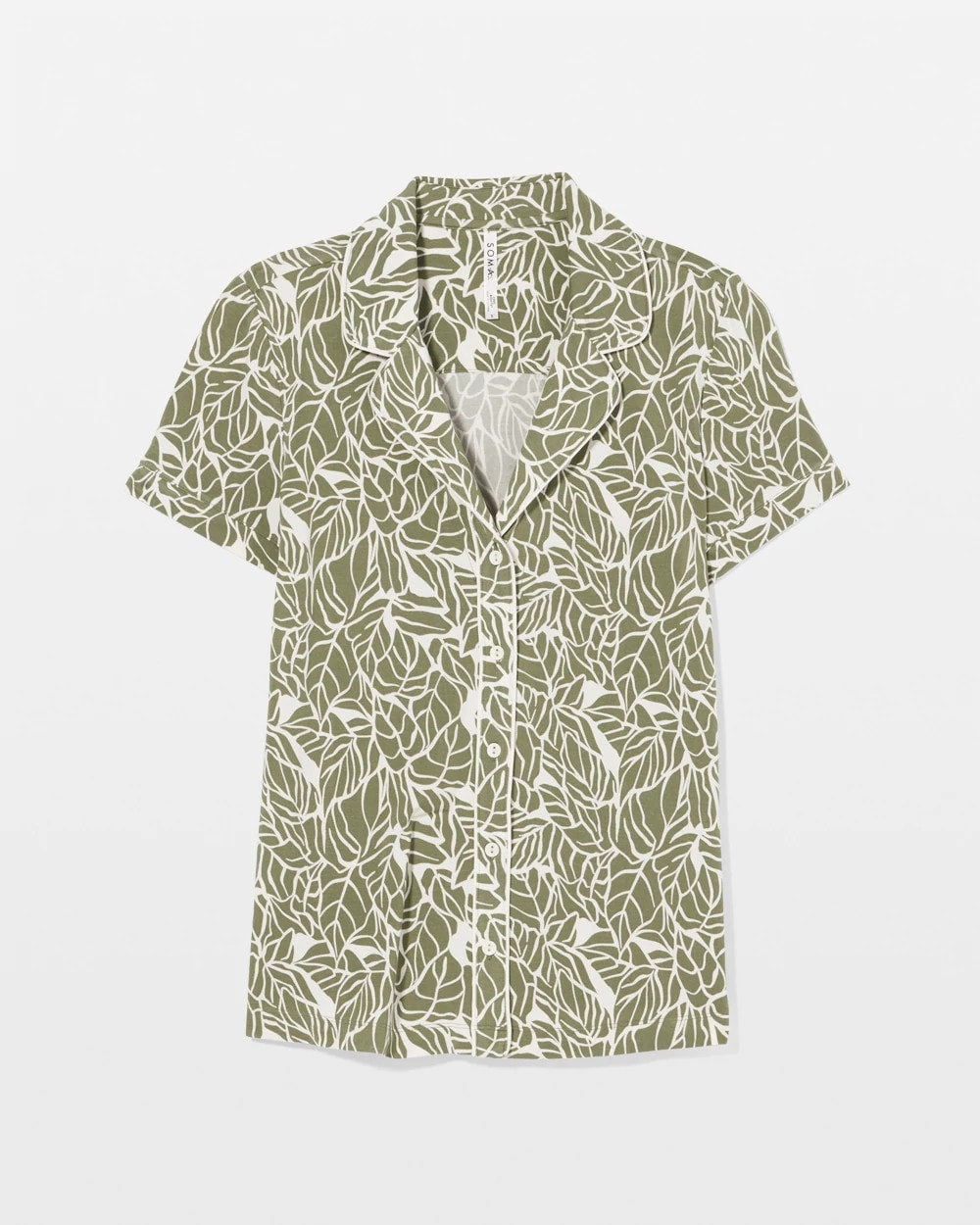 PALMTASTIC VETIVER/CHAMP - Piped Short Sleeve Notch Collar Pajama Top
