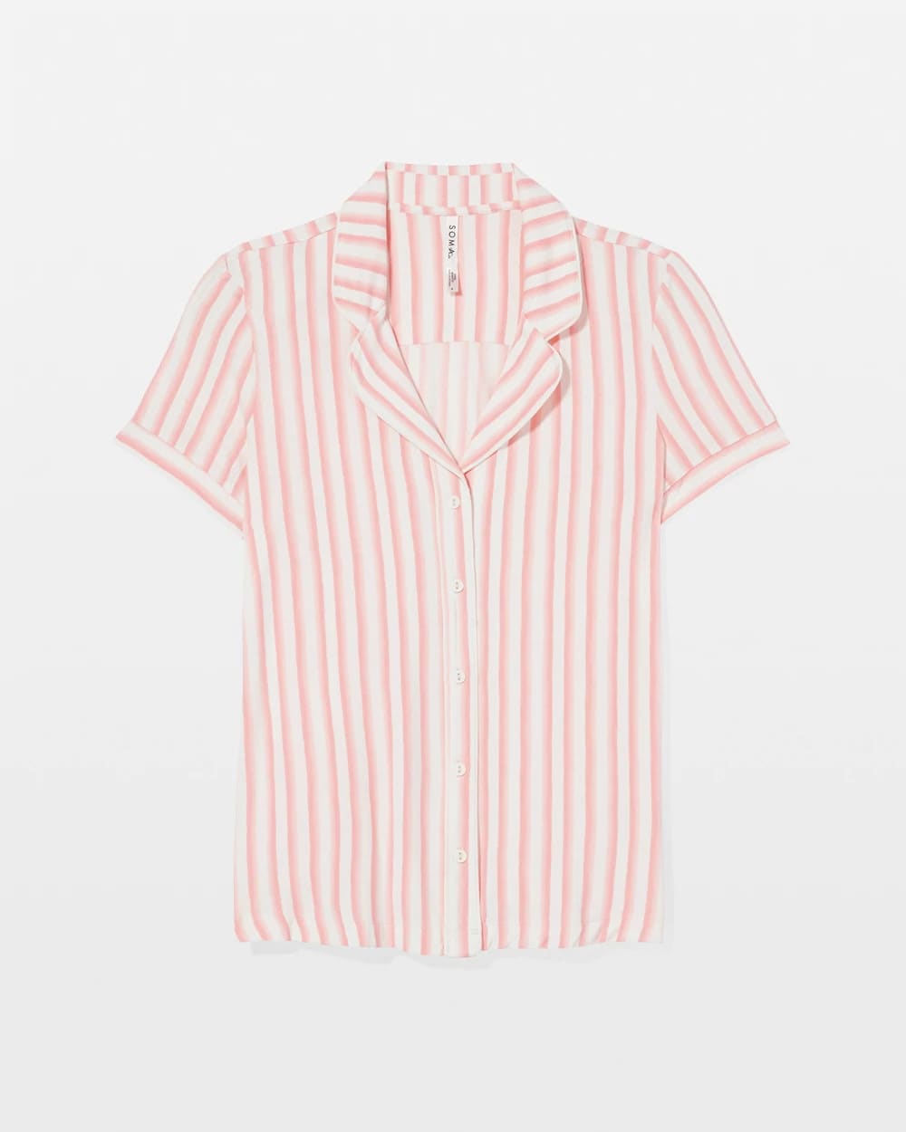 SUNNY STRIPES CHAMPAGNE - Piped Short Sleeve Notch Collar Pajama Top