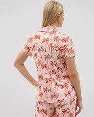 SHAKE YOUR PALM PALMS P - Piped Short Sleeve Notch Collar Pajama Top