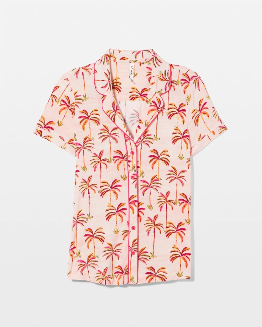 SHAKE YOUR PALM PALMS P - Piped Short Sleeve Notch Collar Pajama Top
