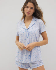 MERRY DOT OCEAN AIR - Piped Short Sleeve Notch Collar Pajama Top