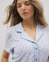 MERRY DOT OCEAN AIR - Piped Short Sleeve Notch Collar Pajama Top