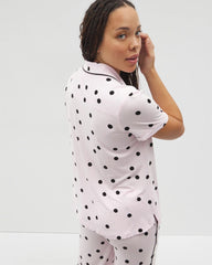 CHEERFUL DOT B SUGAR - Piped Short Sleeve Notch Collar Pajama Top
