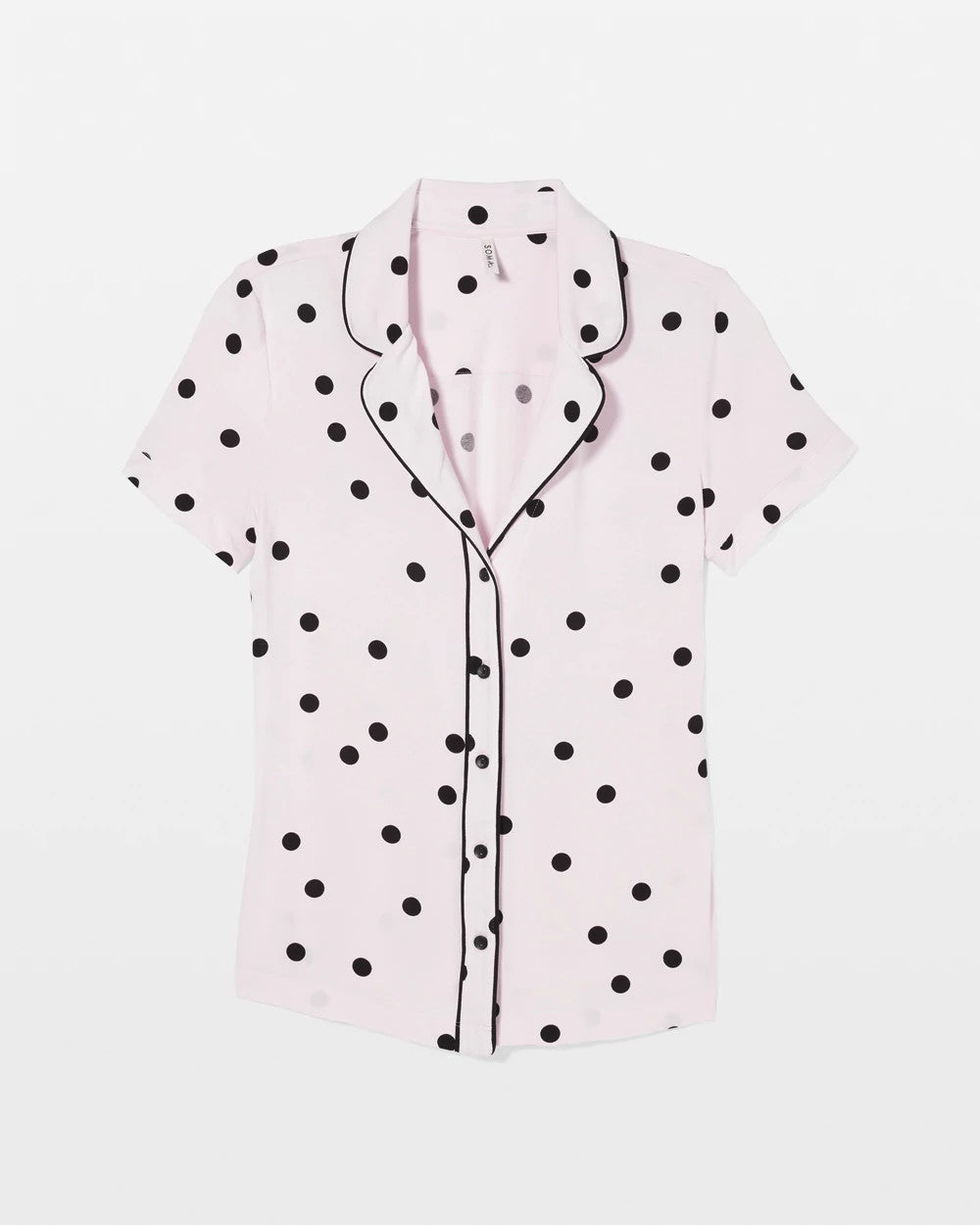 CHEERFUL DOT B SUGAR - Piped Short Sleeve Notch Collar Pajama Top