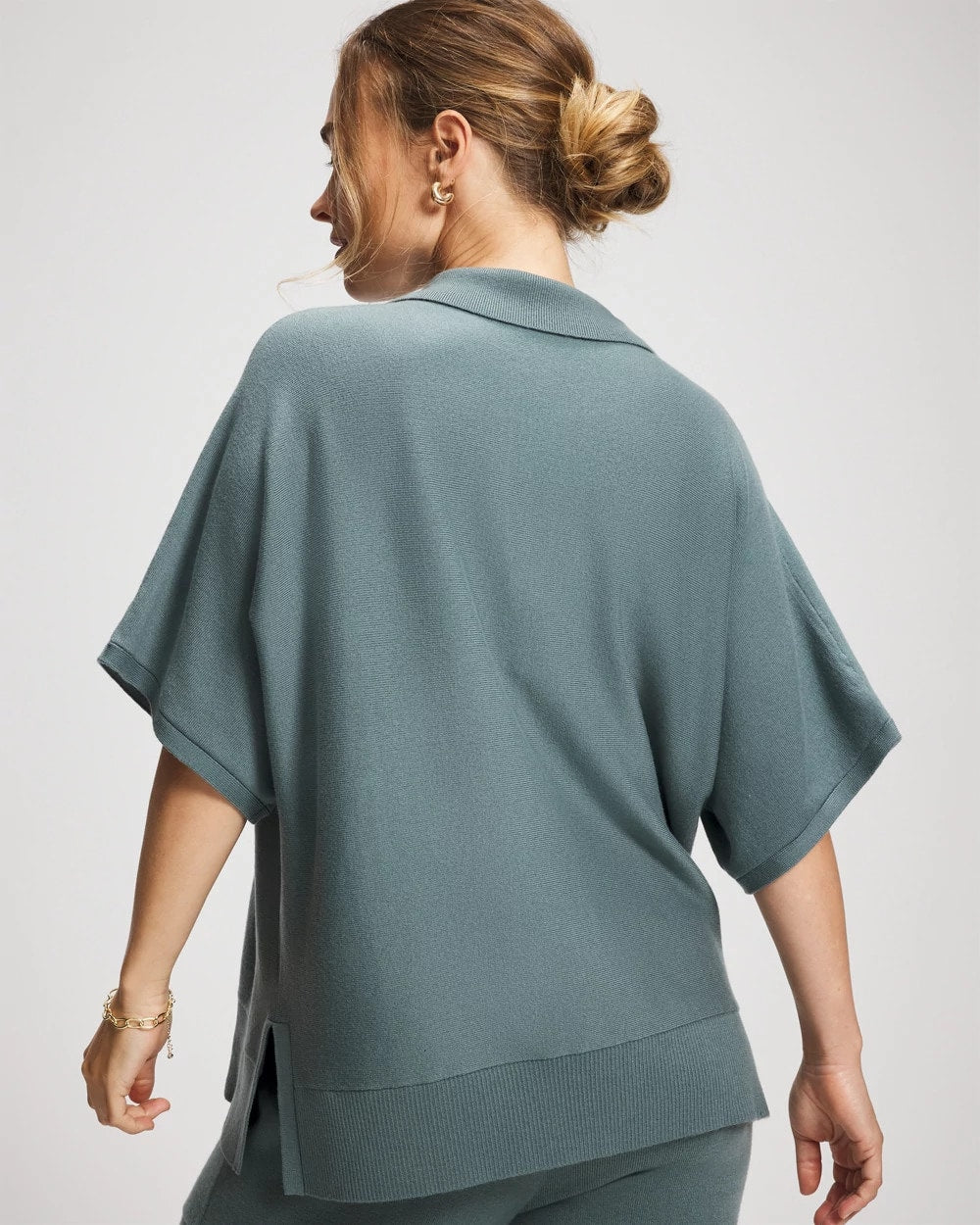 BLUE INSTINCT - Premier Knit Sweater Collared Top