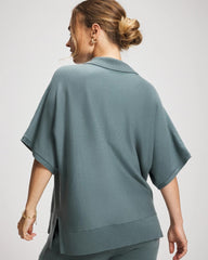 BLUE INSTINCT - Premier Knit Sweater Collared Top