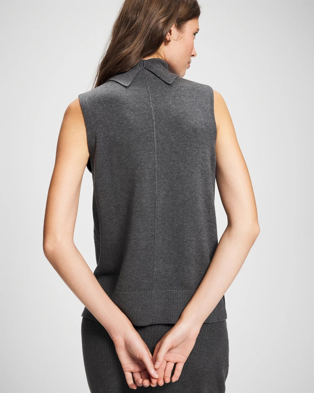HEATHER QUARTZ - Premier Knit Sweater Turtleneck Sleeveless Top