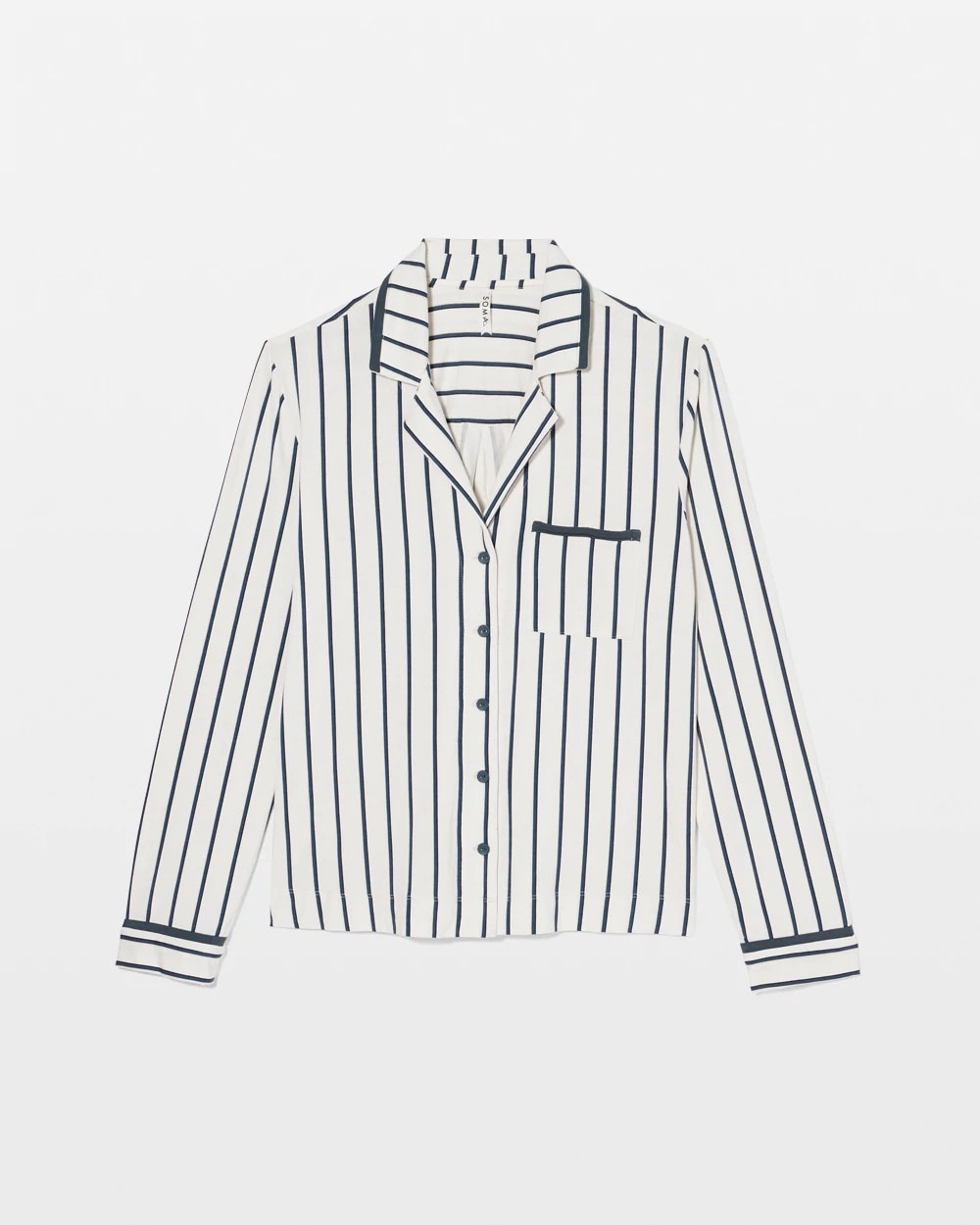 UNWIND STRIPE CHAMPAGNE - Long-Sleeve Notch Collar Pajama Top