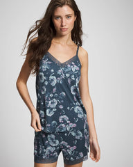 FLORA SHIMMER PETROL - Lace Trim Pajama Cami