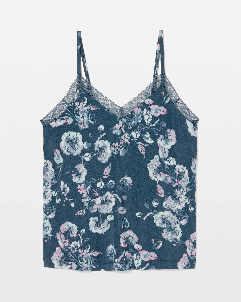 FLORA SHIMMER PETROL - Lace Trim Pajama Cami