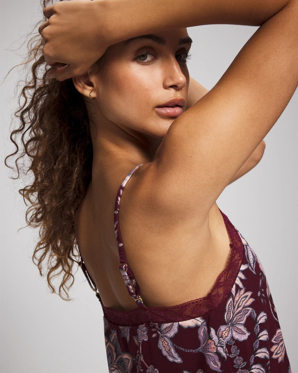 PAISLEY SPLENDOR PLUM - Lace Trim Pajama Cami