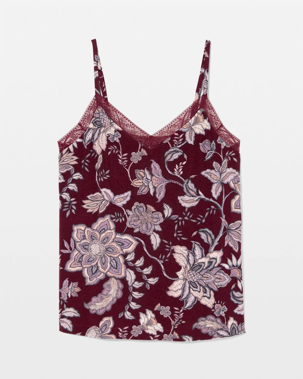 PAISLEY SPLENDOR PLUM - Lace Trim Pajama Cami