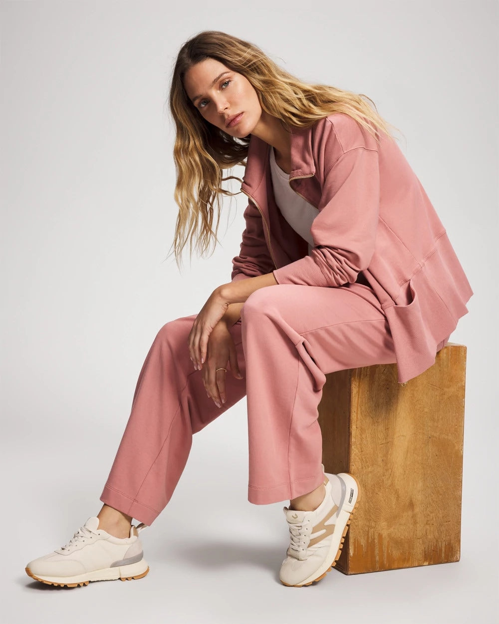 CINDER ROSE - Essential Terry Straight Leg Pants