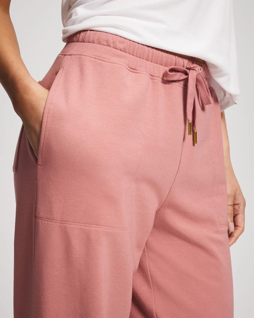 CINDER ROSE - Essential Terry Straight Leg Pants