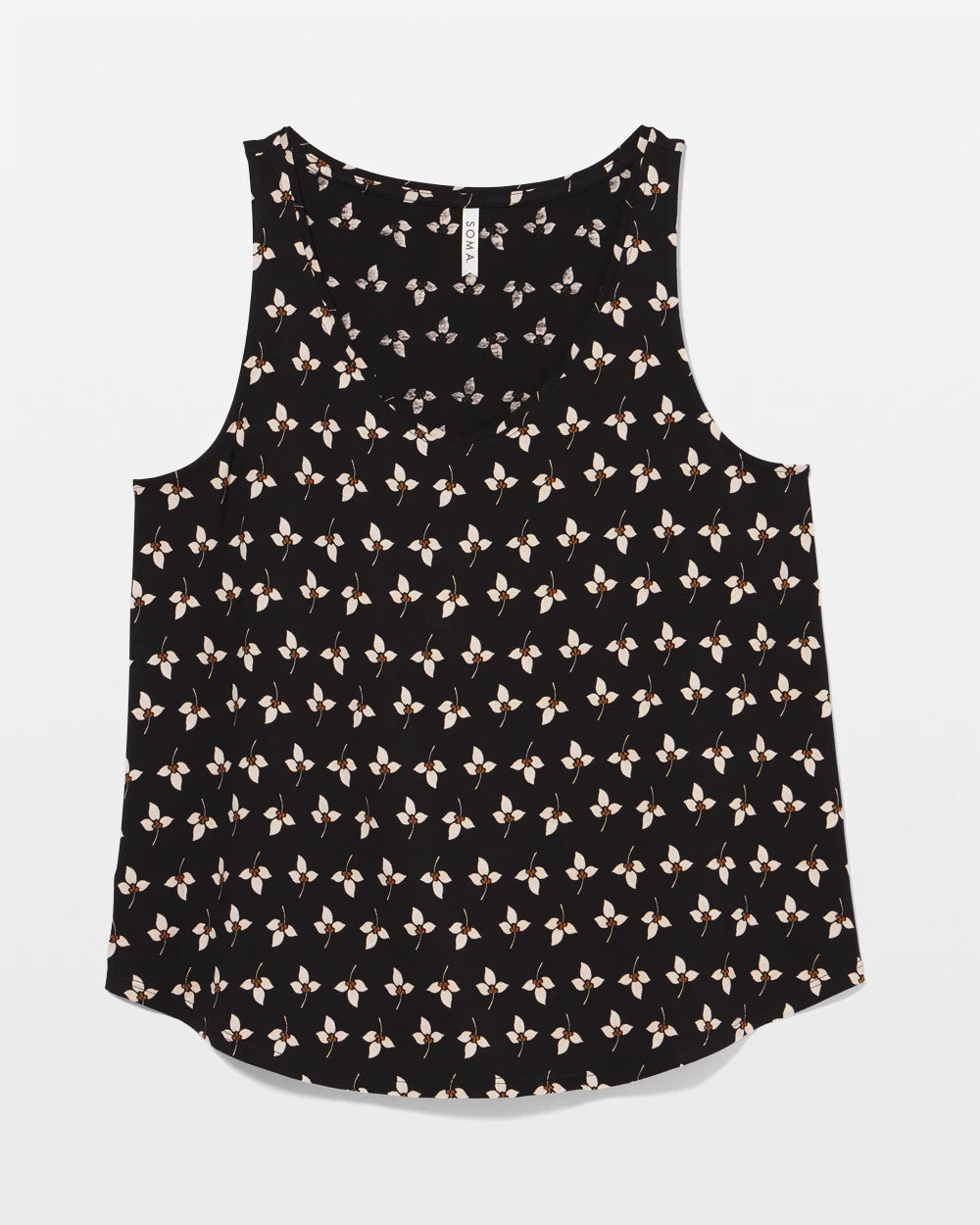 PEACEFUL PETALS BLACK - Printed V-Neck Pajama Tank
