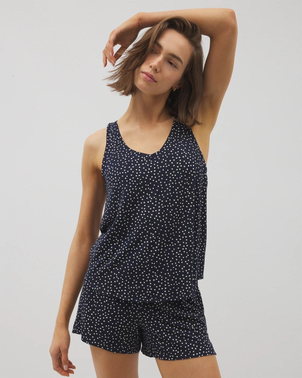 DOT OBSESSED NAVY - Printed V-Neck Pajama Tank