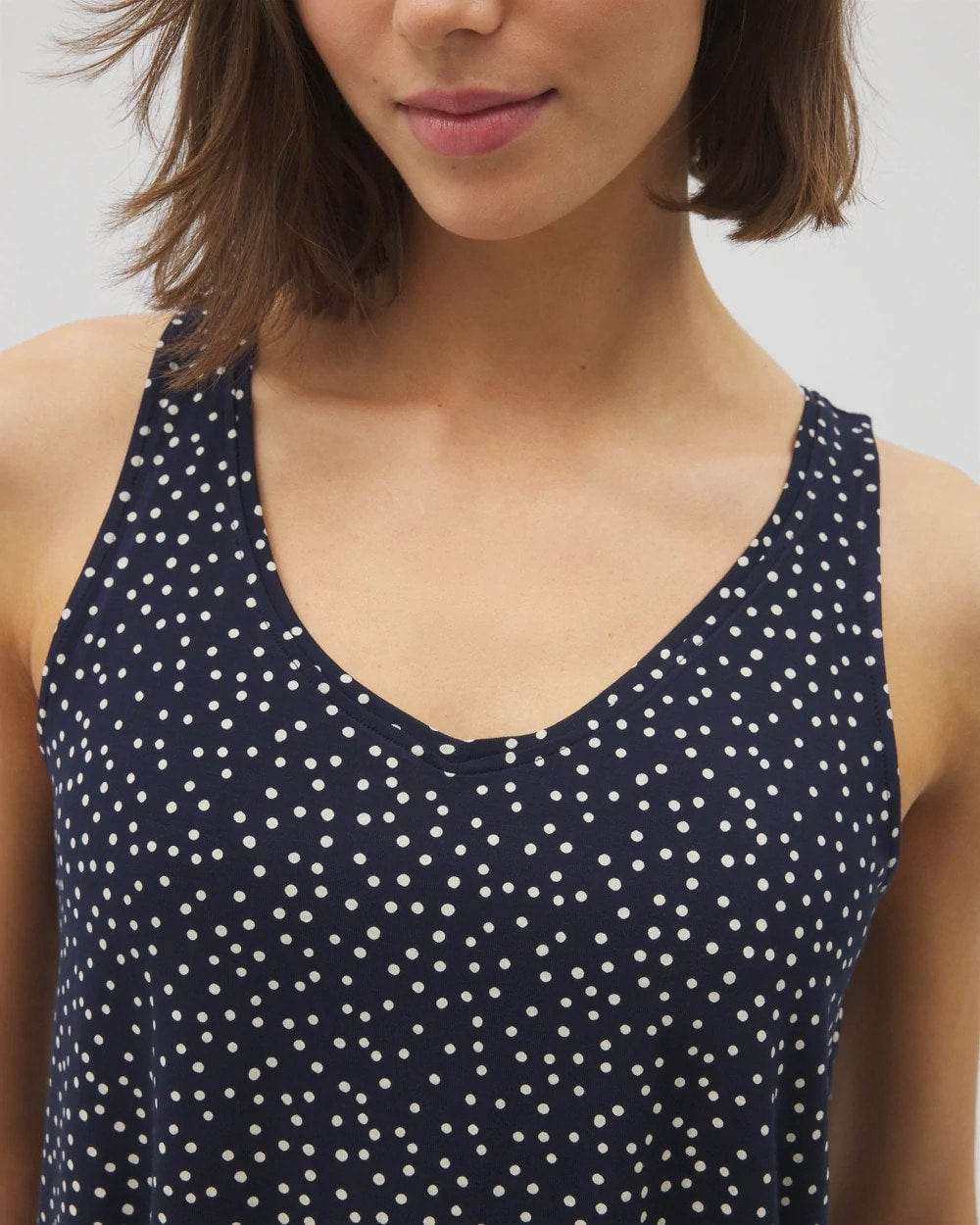 DOT OBSESSED NAVY - Printed V-Neck Pajama Tank