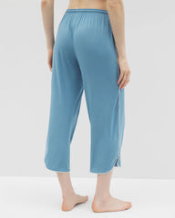 BLUE HEAVEN - Solid Piped Crop Pajama Pant