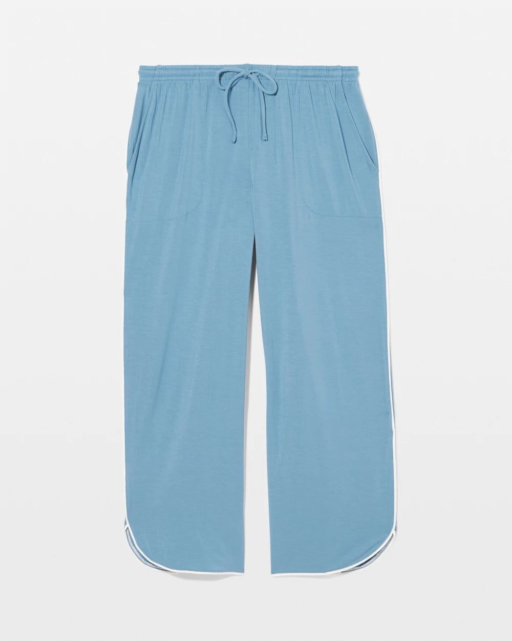 BLUE HEAVEN - Solid Piped Crop Pajama Pant