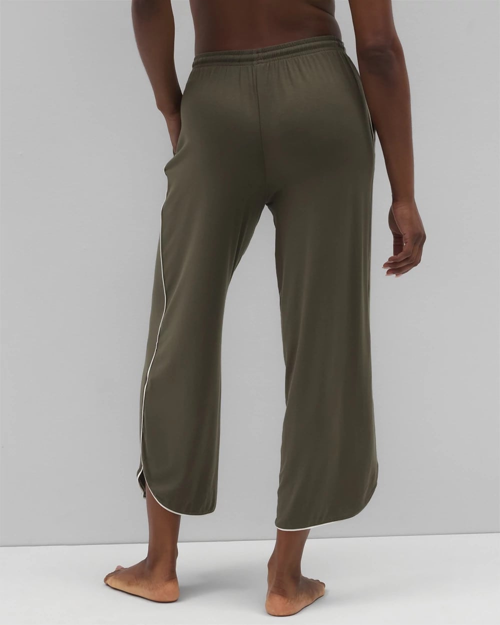 GRAPE LEAF - Solid Piped Crop Pajama Pant