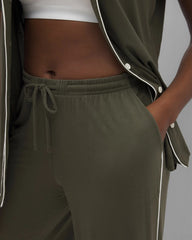 GRAPE LEAF - Solid Piped Crop Pajama Pant