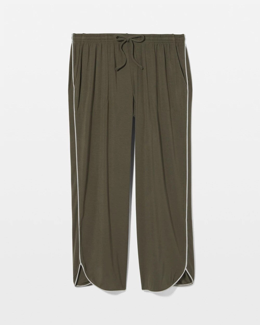 GRAPE LEAF - Solid Piped Crop Pajama Pant