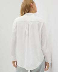 OPTIC WHITE - Beach Cotton Long Sleeve Button-Up