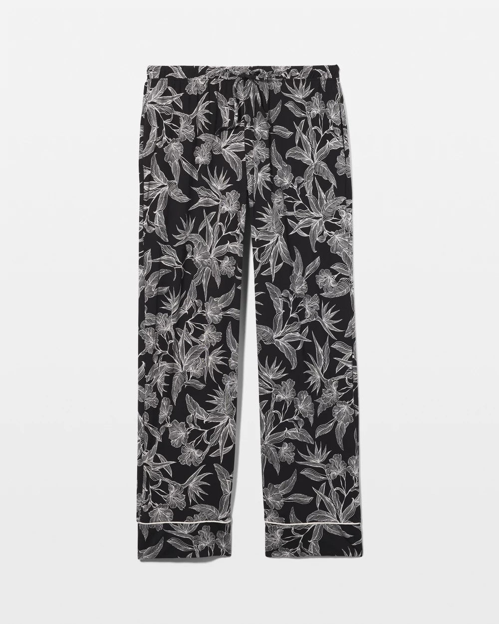 PLUMERIA BLOOMS BLK CH - Printed Pajama Pants