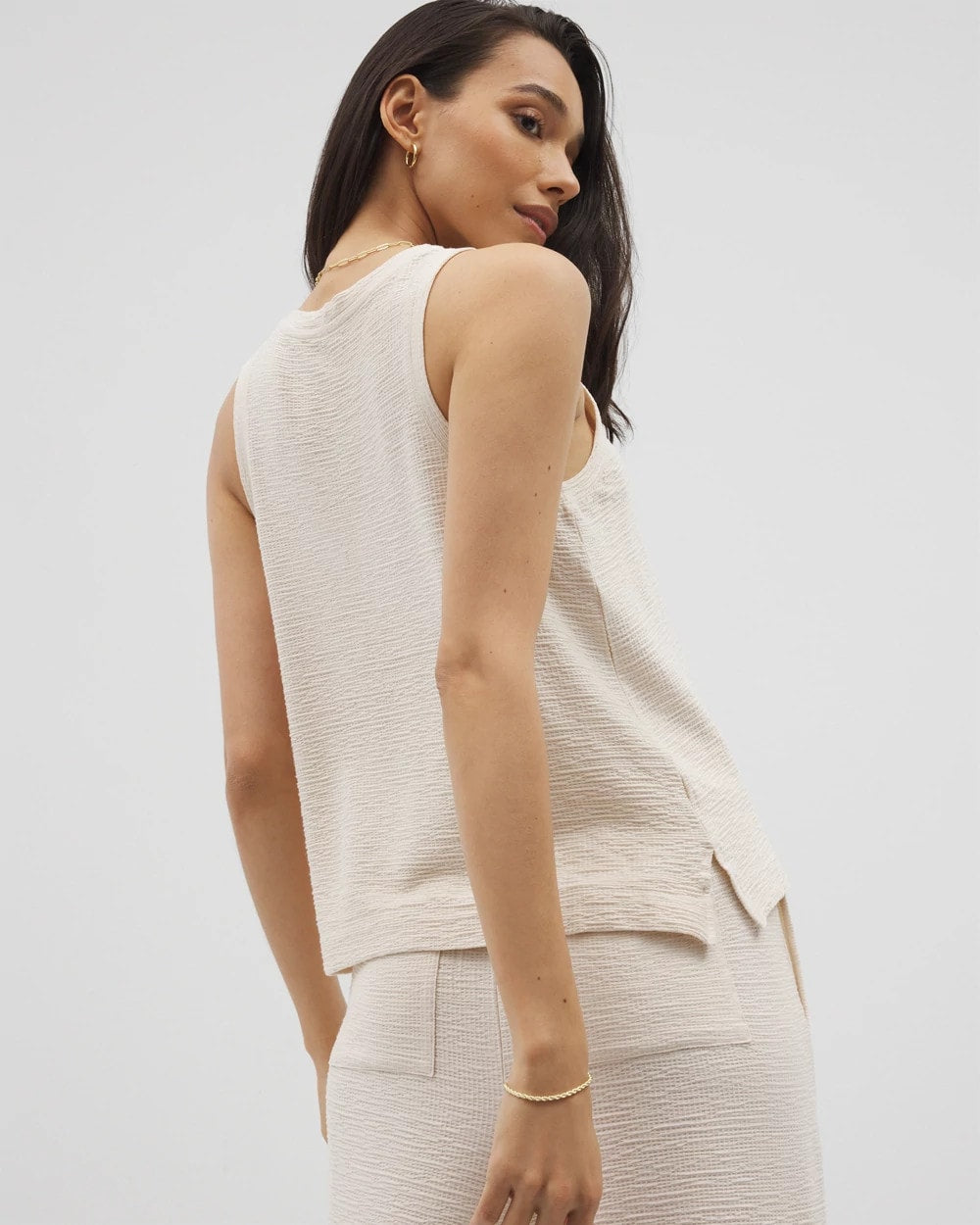 PARCHMENT - Crinkle Knit Tank Top