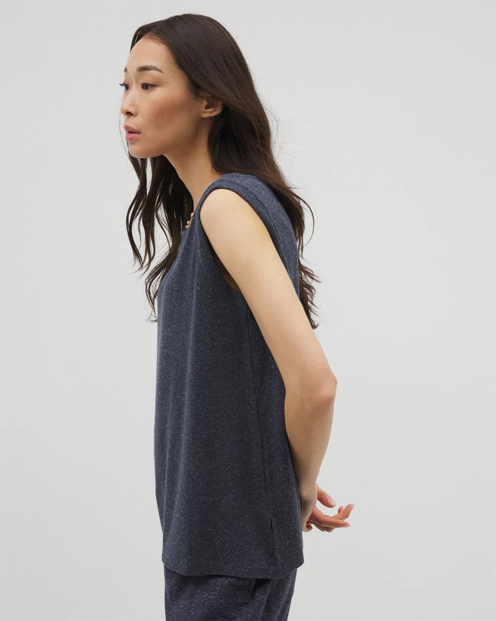 HEATHER ECLIPSE - Rib Knit Sleeveless Top