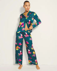 GETTIN FIGGY WITH IT TEAL - Piped Pajama Pant
