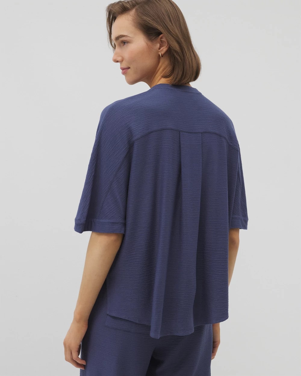 LUNAR TIDE - Crinkle Knit Relaxed Button-Up Top