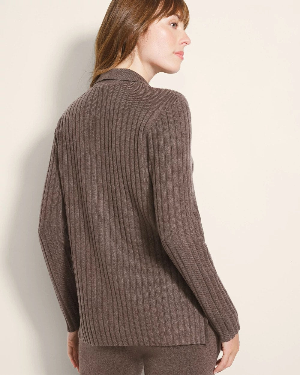 HEATHER COCOA - Button-Up Sweater