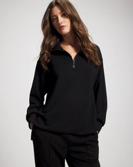 BLACK - Modern Modal Quarter Zip Sweatshirt