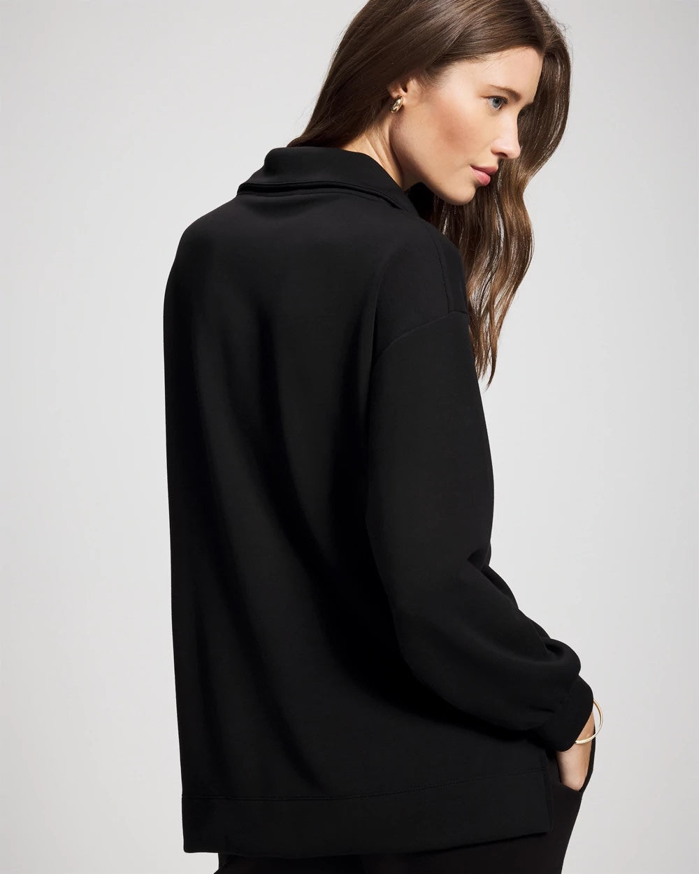 BLACK - Modern Modal Quarter Zip Sweatshirt