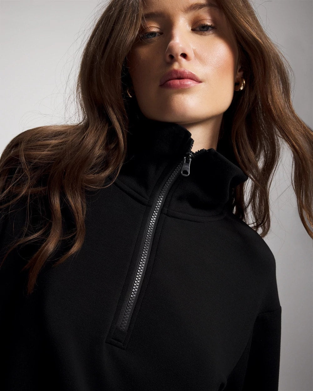 BLACK - Modern Modal Quarter Zip Sweatshirt