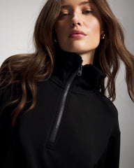 BLACK - Modern Modal Quarter Zip Sweatshirt