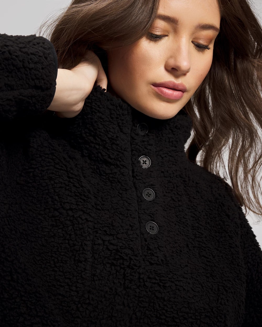 BLACK - Sherpa Pullover