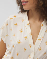KASHMIR ICON CHAMP - Mandarin Collar Short Sleeve Pajama Top