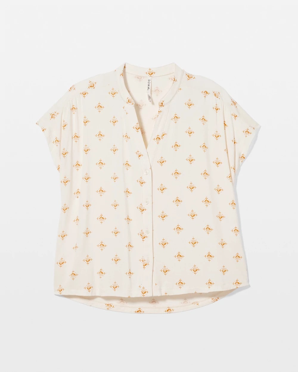 KASHMIR ICON CHAMP - Mandarin Collar Short Sleeve Pajama Top