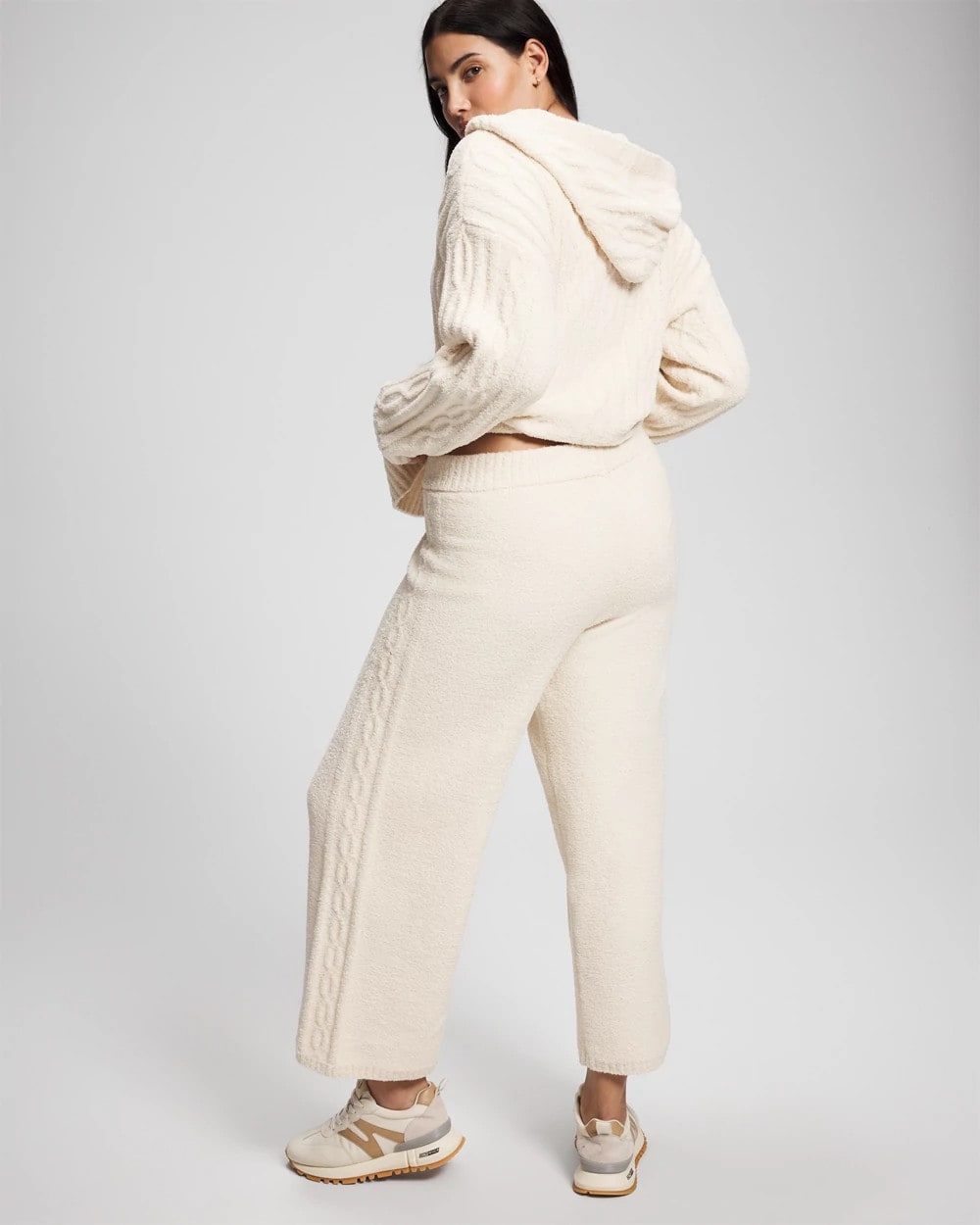 PARCHMENT - Cable Knit Plush Ankle Pant