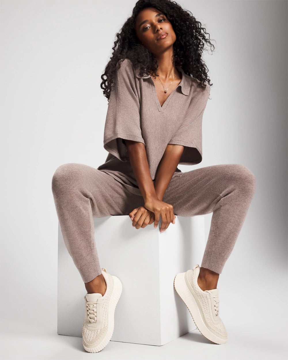 HEATHER FAWN - Premier Knit Sweater Jogger