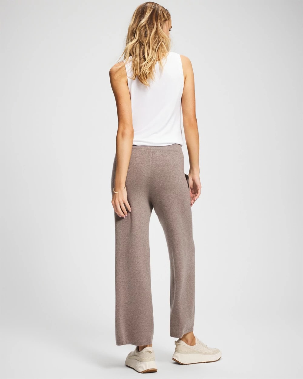 HEATHER FAWN - Premier Knit Sweater Wide Leg Pant